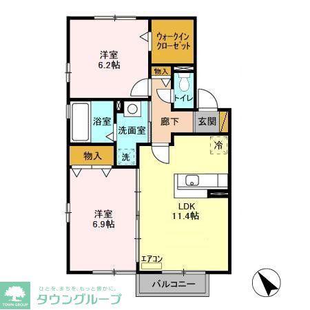 バニュルスⅢ(2LDK/2階)の間取り写真