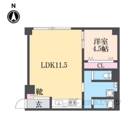リノステイ京都沓掛(1LDK/1階)の間取り写真