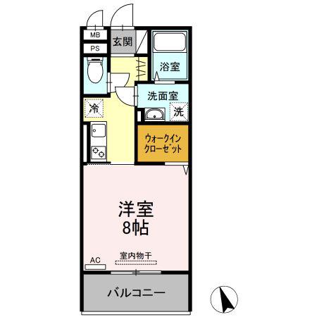 ロイジェントパークス富久山 A(1K/2階)の間取り写真