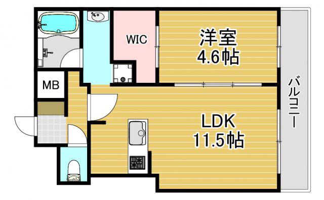 セレニテフラン野田阪神駅前(1LDK/5階)の間取り写真