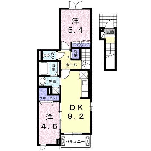 アヤソフィヤ III(2DK/2階)の間取り写真