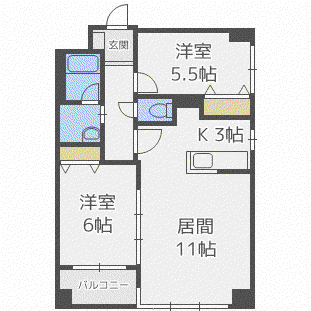 ノヴァシャトン(2LDK/3階)の間取り写真
