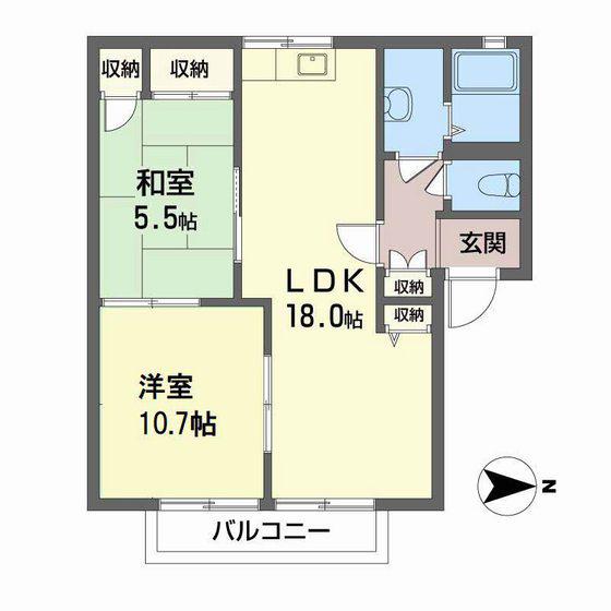 コーポN(2LDK/2階)の間取り写真