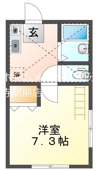 上水ハイム(1K/2階)の間取り写真