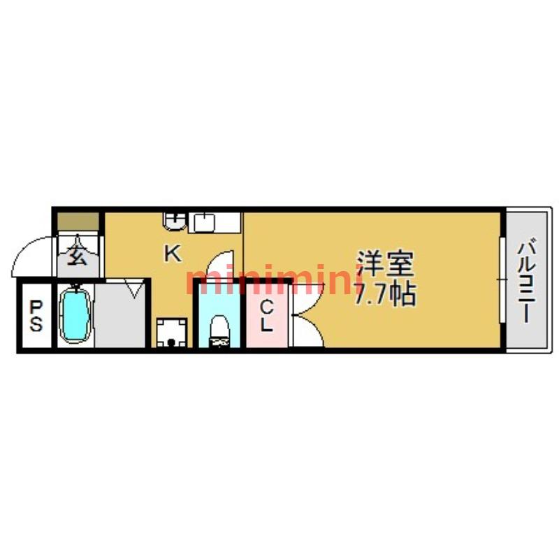 ウエストコーポ(ワンルーム/1階)の間取り写真