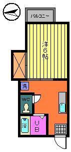 CREA園田(1DK/2階)の間取り写真