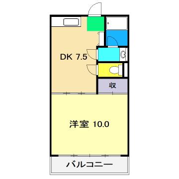 シルキーハイツ(1DK/2階)の間取り写真
