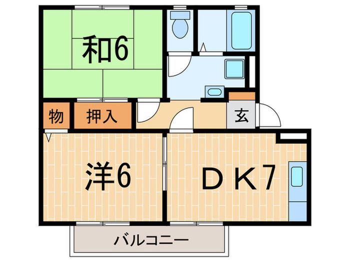 ハッピーハイツ(2DK/2階)の間取り写真