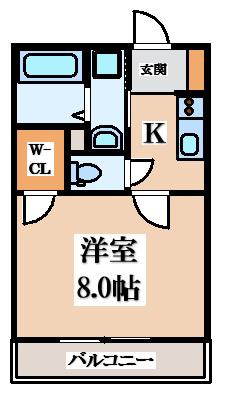 KTIレジデンス若江岩田(1K/2階)の間取り写真