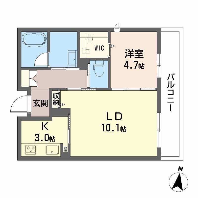 シャーメゾン別府駅前 積水(2K/2階)の間取り写真