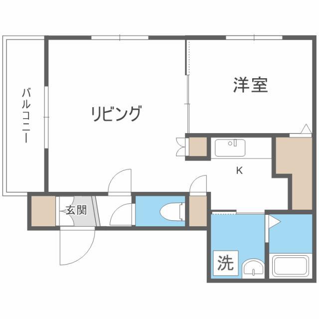 グランメールアカシア通(1LDK/3階)の間取り写真