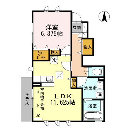 ビラージュ玉川学園 A(1LDK/1階)の間取り写真