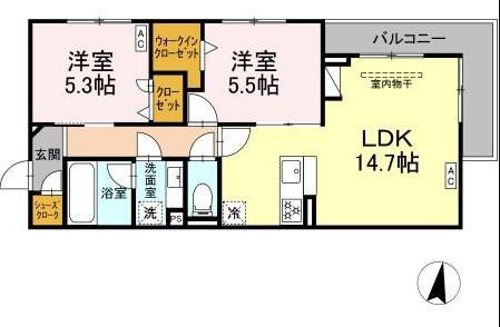 ジョイハイツ(2LDK/2階)の間取り写真