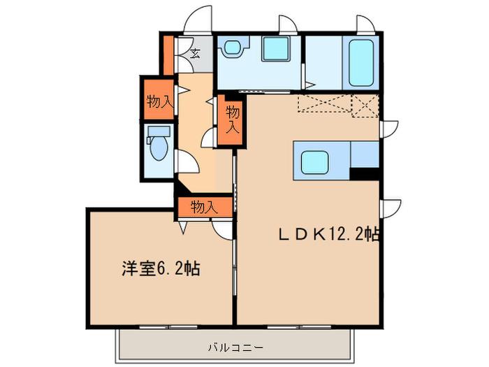 ユズリハ(1LDK/1階)の間取り写真