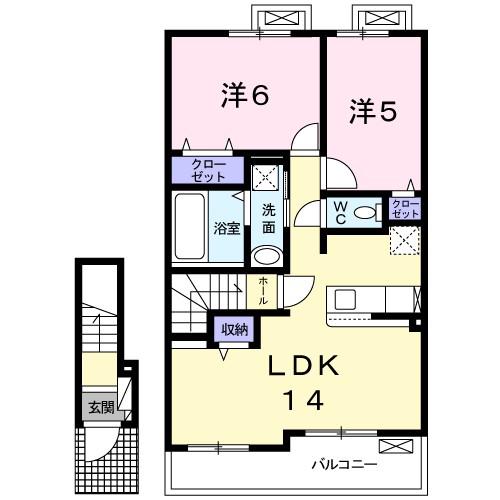 トムトック V(2LDK/2階)の間取り写真