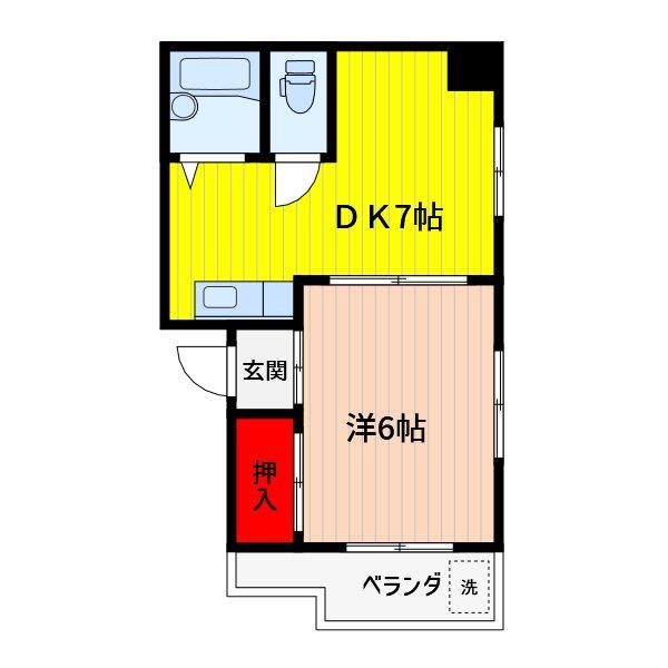 アークハイム(1DK/2階)の間取り写真