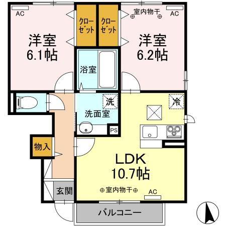 コスモス(2LDK/1階)の間取り写真