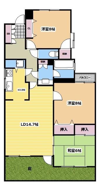 パルナス岳見町(3LDK/1階)の間取り写真