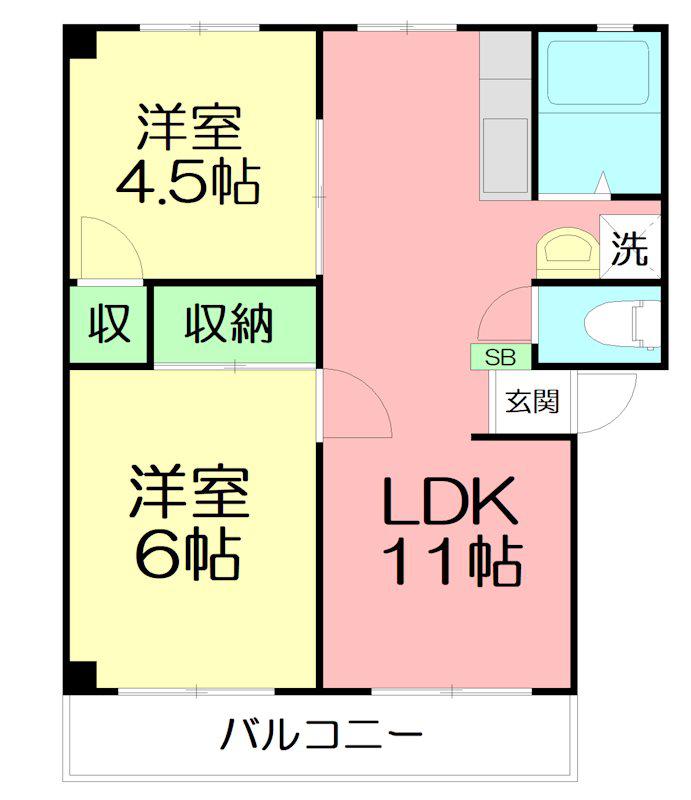 メゾンド和(2LDK/3階)の間取り写真