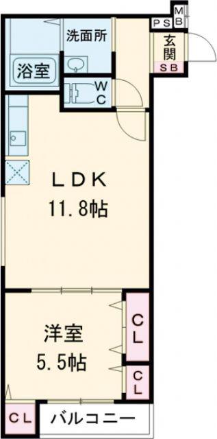 フジパレス寝屋川(1LDK/3階)の間取り写真