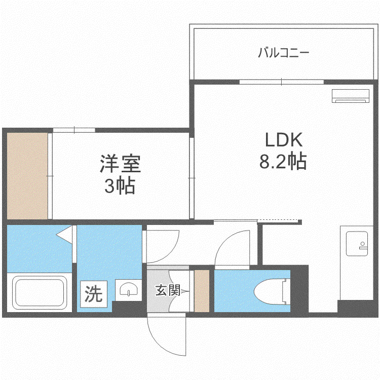 D-ROOM竹下 B棟(1LDK/1階)の間取り写真