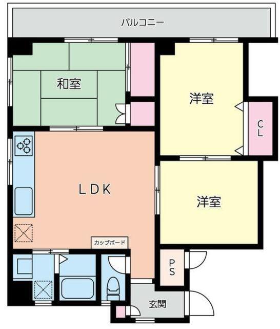吉原第三ビル(3LDK/3階)の間取り写真