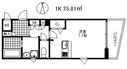 プレサンス神戸駅前グランツ(1K/9階)の間取り写真
