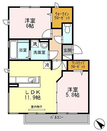 アルコウメキタ(2LDK/3階)の間取り写真