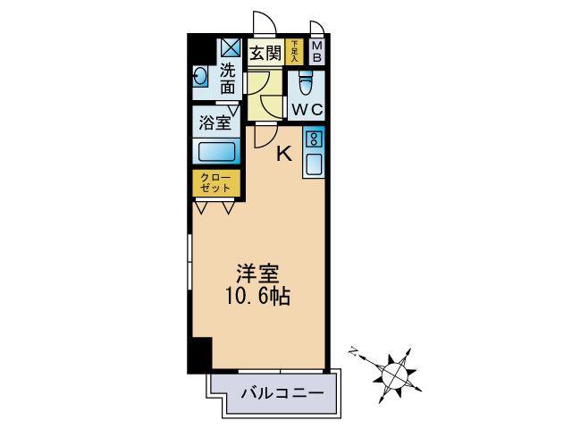リヴェール渡辺通南(ワンルーム/5階)の間取り写真
