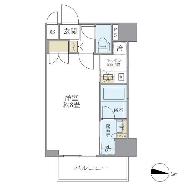 レクシード両国駅前(1K/10階)の間取り写真