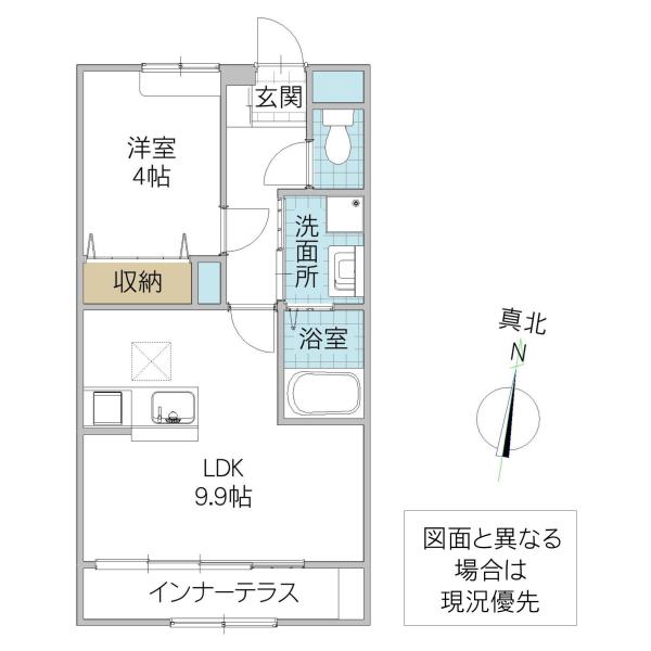 INFIELD D (1LDK/1階)の間取り写真