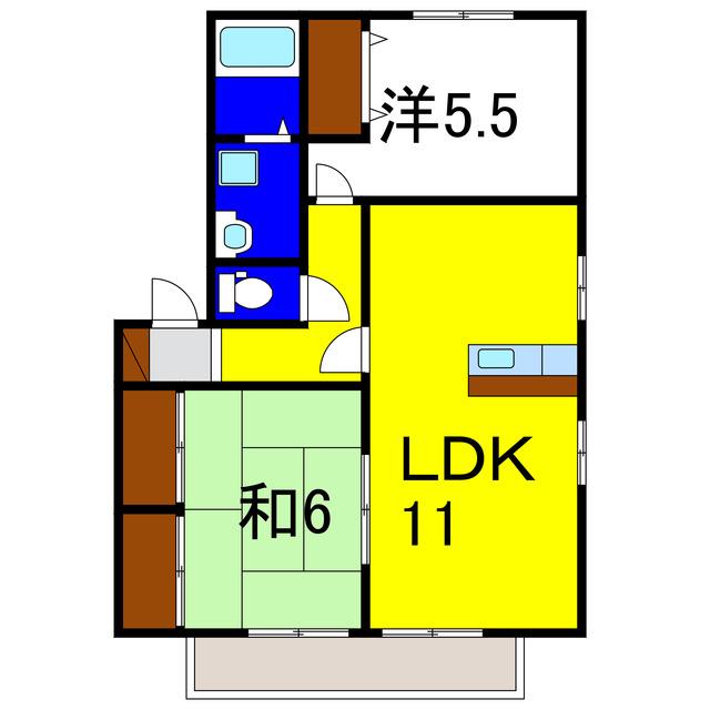 サングリーン穂実A(2LDK/1階)の間取り写真