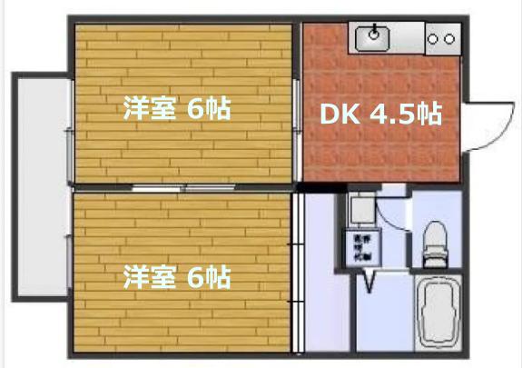 JR高崎線 本庄駅 徒歩20分 2階建 築27年(2DK/2階)の間取り写真