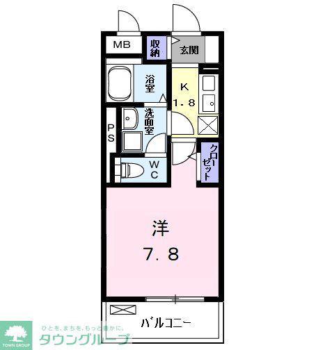ハーモニーハイツ高畑(1K/4階)の間取り写真