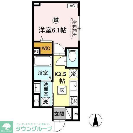 グラナーデ竹ノ塚(1K/1階)の間取り写真