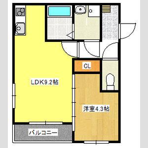 MOVE桜本町サウス(1LDK/3階)の間取り写真