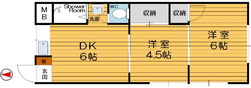 高橋文化(2DK/2階)の間取り写真