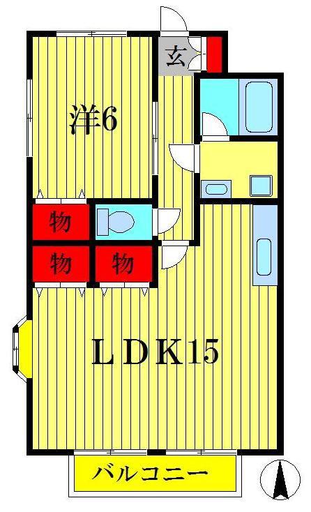 ブルーヒルズB(1LDK/3階)の間取り写真