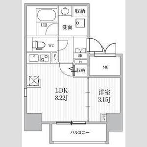 シーズンフラッツ靱本町(1LDK/7階)の間取り写真
