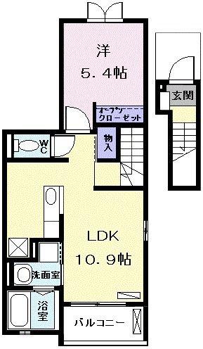 JR東海交通事業城北線 小田井駅 徒歩14分 3階建 築16年(1LDK/2階)の間取り写真