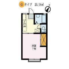 ロータスハイツ A棟(1K/2階)の間取り写真