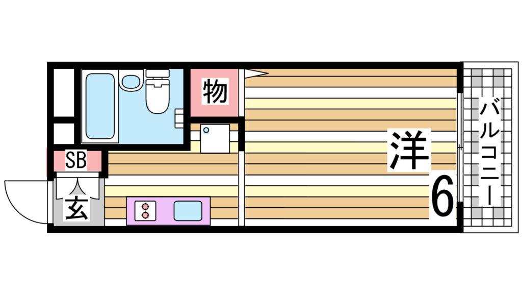 MJハイツ塩屋ヒルズ(1K/2階)の間取り写真