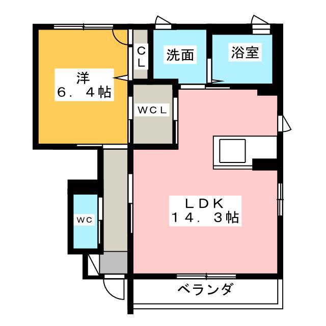 ルナーレ(1LDK/1階)の間取り写真