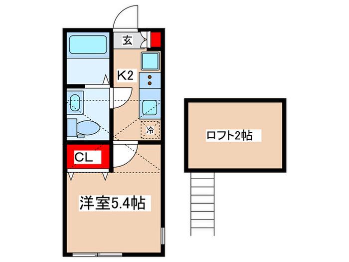 LAVIEESTBELLE横浜白楽(1K/2階)の間取り写真
