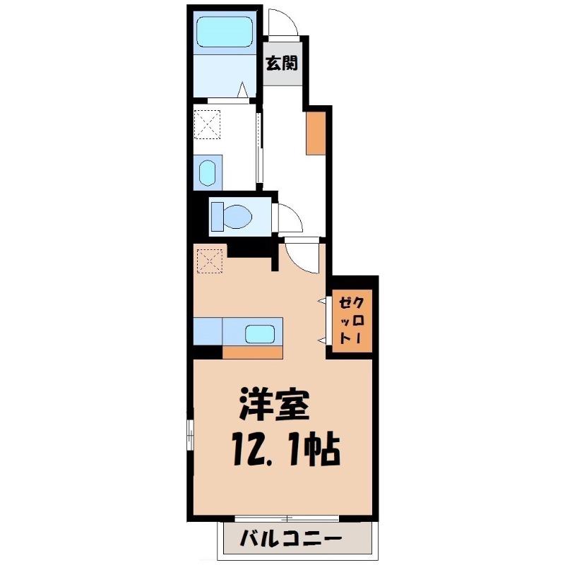 ドリームタウンB(ワンルーム/1階)の間取り写真