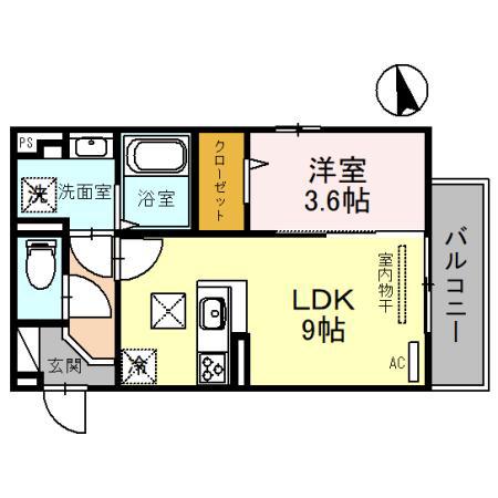ノース PARK三田(1LDK/3階)の間取り写真