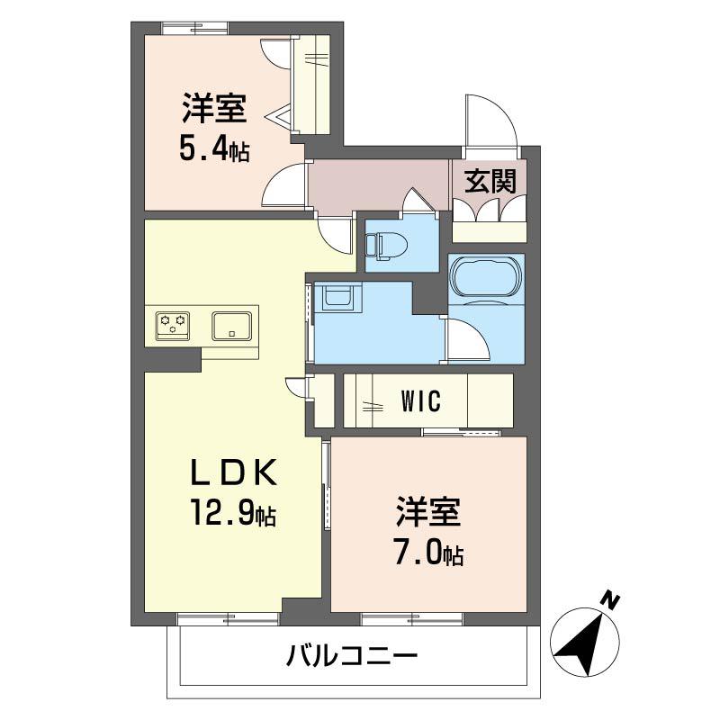 ベレオ姉崎東(2LDK/3階)の間取り写真