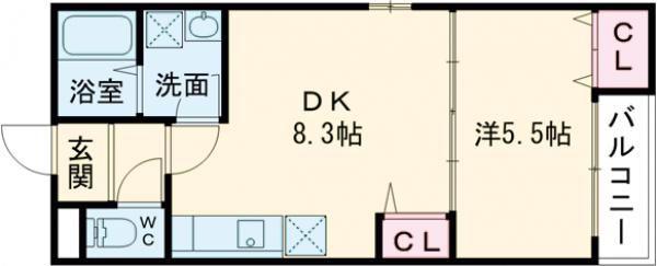 EIKOU菊水通(1LDK/2階)の間取り写真