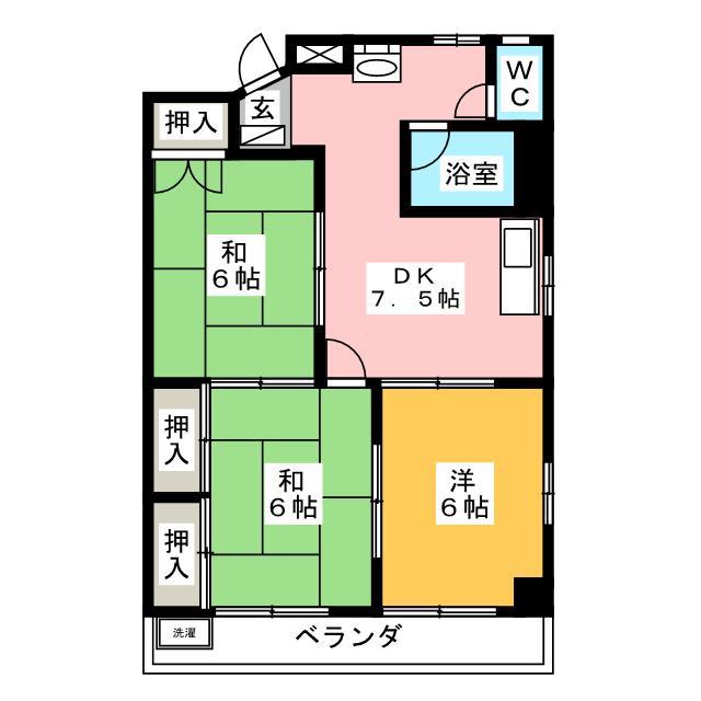 大和ビル(3DK/3階)の間取り写真