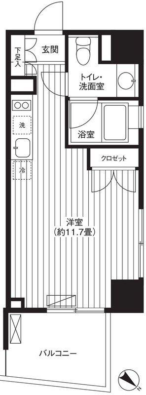 TI-HIGASHIAZABU(ワンルーム/7階)の間取り写真